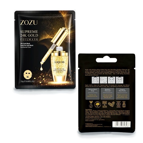 ZOZU supreme 24k Gold Foil Mask...New...2 Pack - Picture 2 of 3